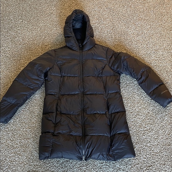 Black Puffer Coat with Hood - Picture 1 of 3